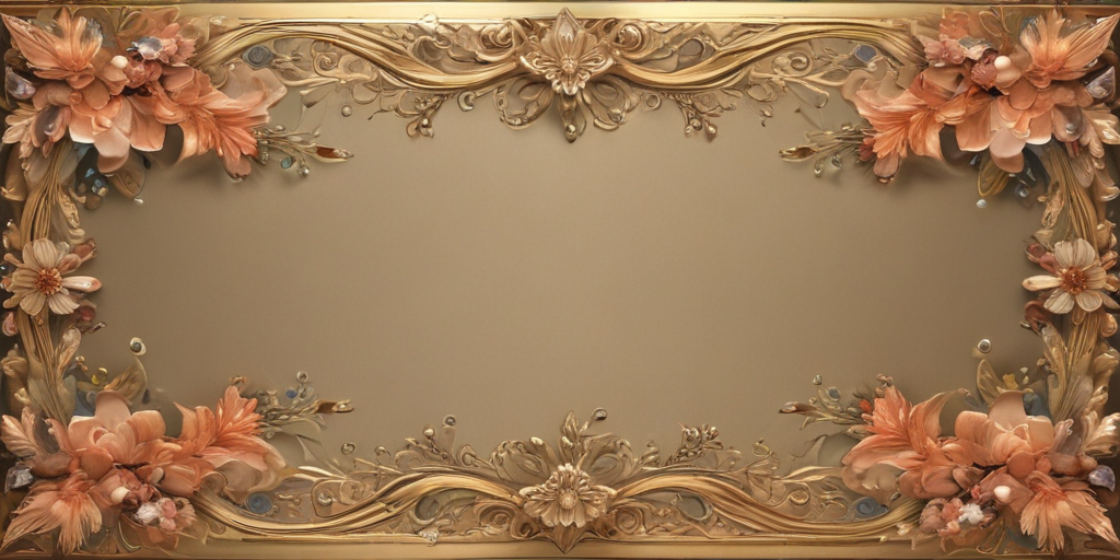 Elegant Floral Frame Design with Intricate Gold Accents and Soft Colors