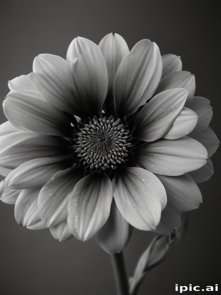 Stunning Close-Up of a Flower in Black and White Elegance