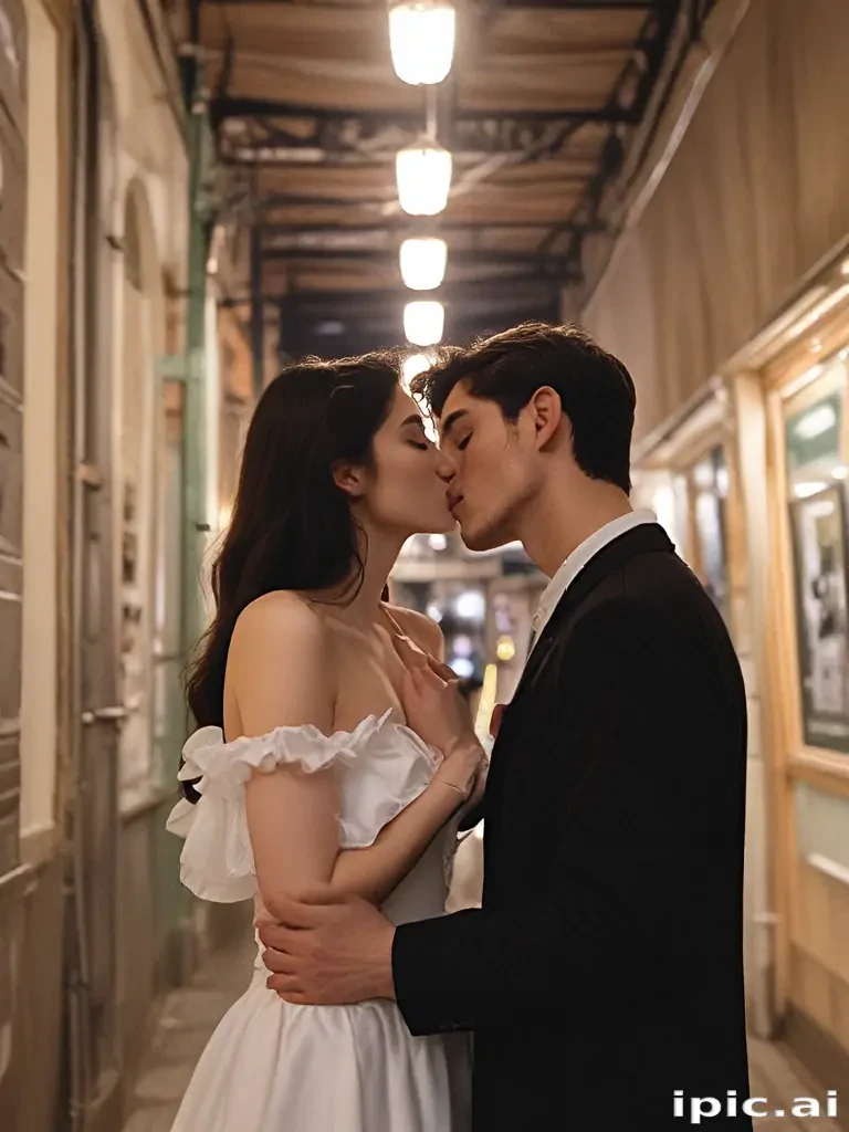 couple kissing aesthetic