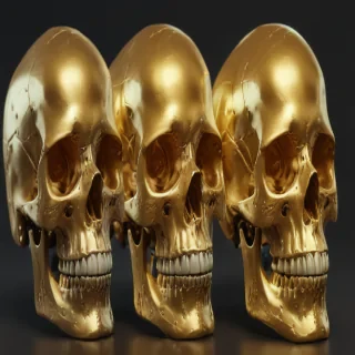 transparent gold skull