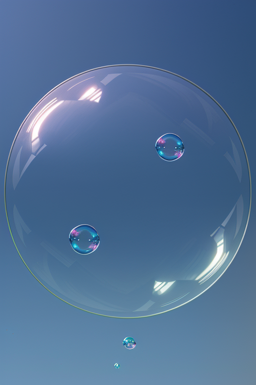 Delicate Soap Bubbles Floating Gracefully Against a Bright Blue Sky