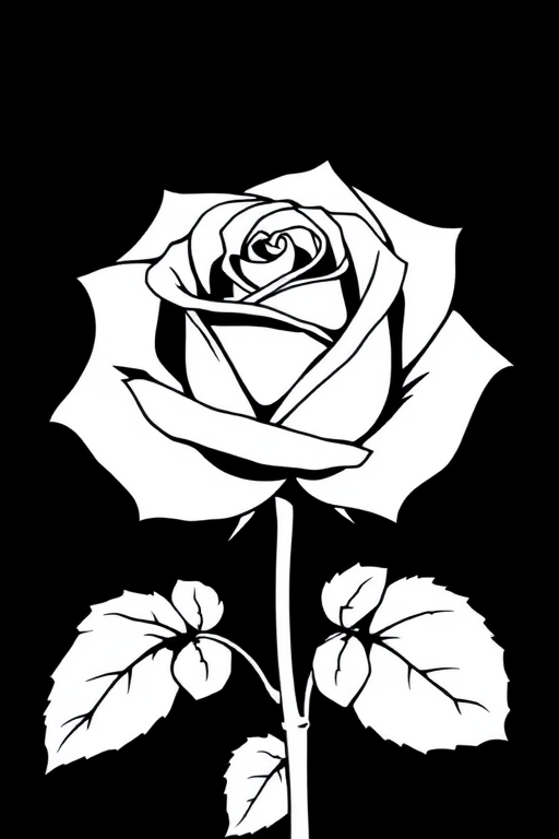 rose clip art black and white