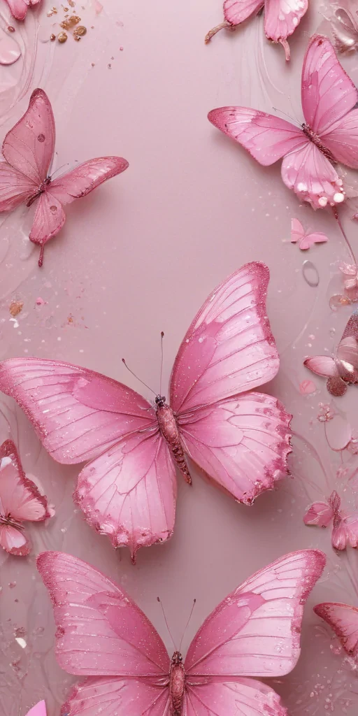 glitter pink butterfly wallpaper