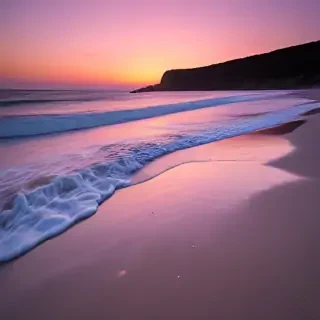 pink beach sunset
