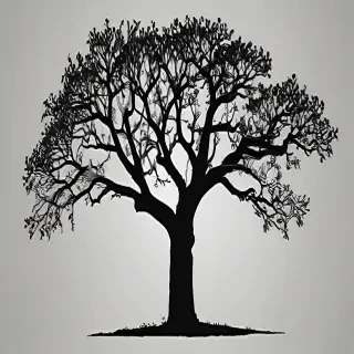 oak tree clipart black and white