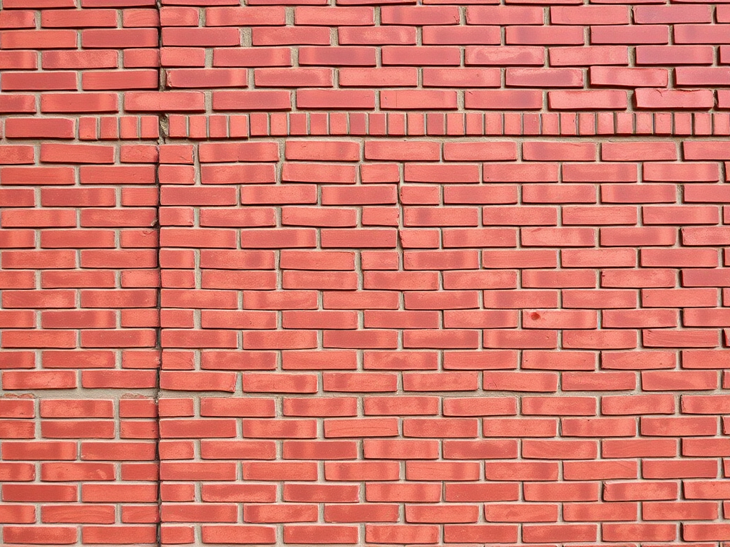 Create a high-resolution image of a red brick wall with uniform bricks, using a DSLR camera, focal length of 35mm, aperture set to f/8, ISO 100, and a straight-on perspective for clear detail.