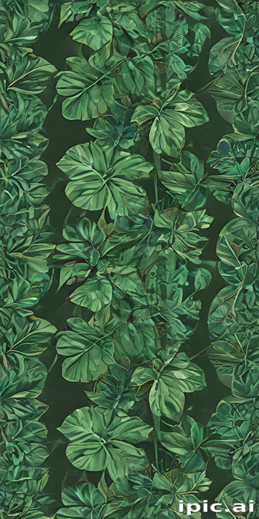 Vibrant Green Tropical Leaves Creating a Lush, Natural Background Design