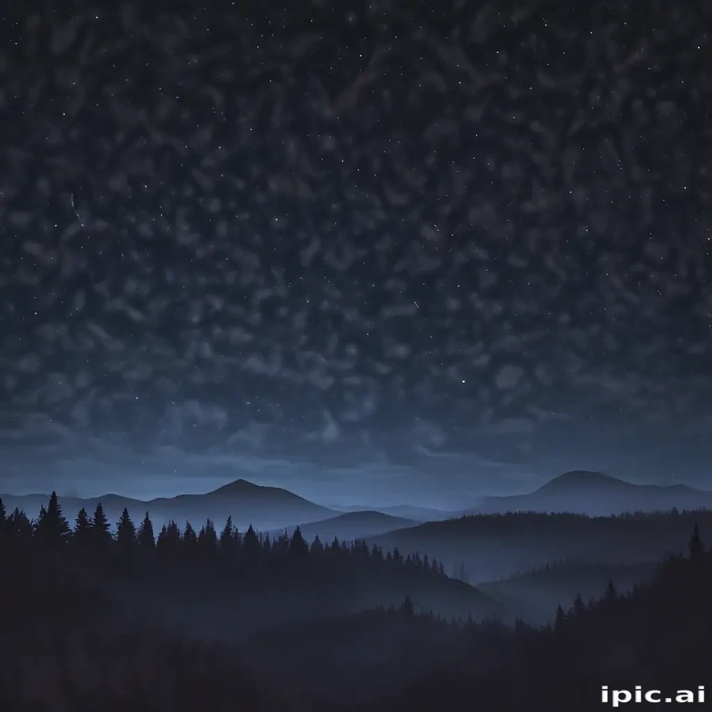Starry Night Sky Over Majestic Mountains and Lush Forest Landscape