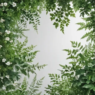 white and greenery background
