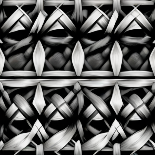 create a seamless black and white woven pattern with intersecting lines forming a grid-like texture