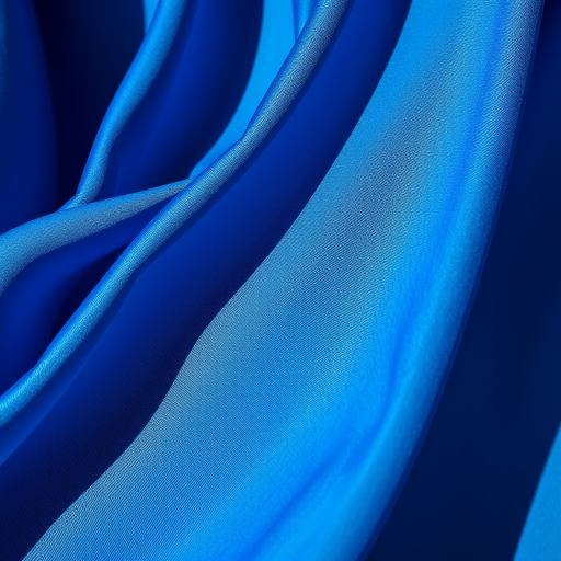 A close-up of a flowing blue fabric with intricate folds and shadows, taken with a DSLR camera at f/4, ISO 100, 1/50s exposure, using a 50mm lens, natural light, with a shallow depth of field to enhance texture and detail.