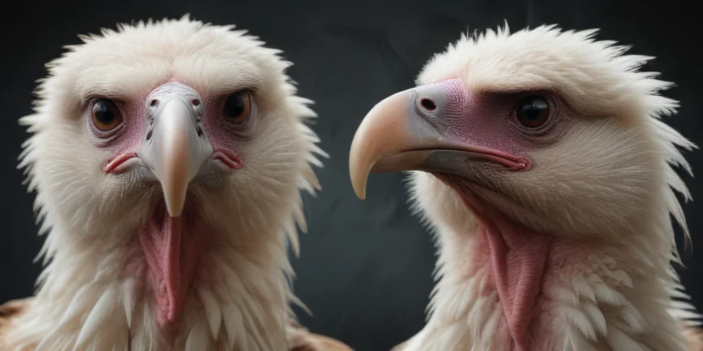 CloseUp Portraits of Two Majestic Vultures with Intriguing Expressions