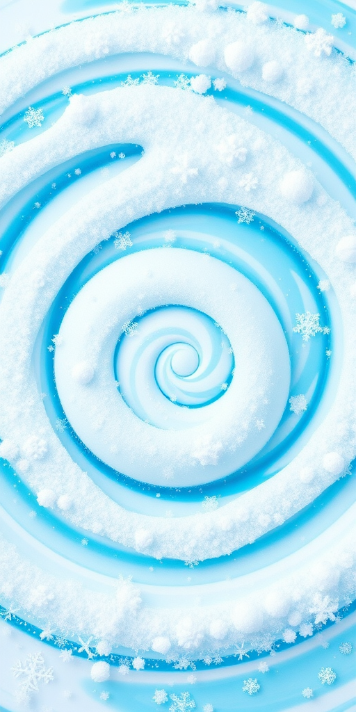 Frosty Peppermint Swirl combines cool white and icy blue in a spiral pattern, creating a refreshing and playful appearance for winter wonderland themes.