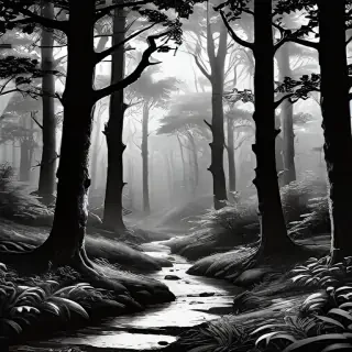 forest clipart black and white