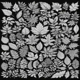 leaves clip art black and white