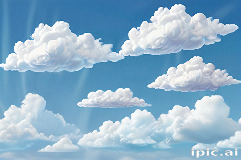 Fluffy White Clouds Floating Gently in a Bright Blue Sky