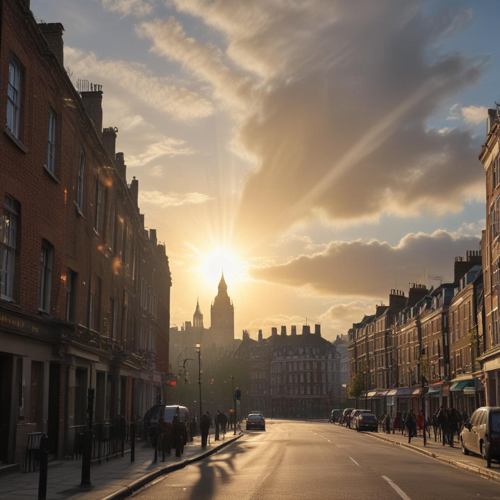 Monty python style animation sun exploding over london
