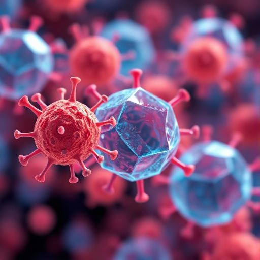 high-resolution 3D rendering of abstract cells with orange and blue colors, macro view, aperture f/2.8, ISO 100, shutter speed 1/125s, digital camera, realistic lighting and shading effects