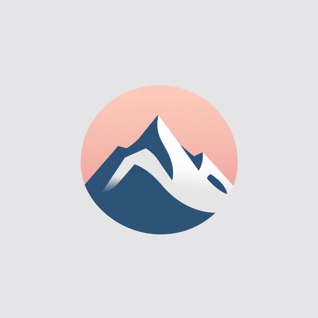 high-quality minimalist logo design featuring a stylized mountain peak, soft gradients, clean lines, digital art style, captured with a Canon EOS R, 50mm lens, f/1.8, ISO 100, natural light, high resolution