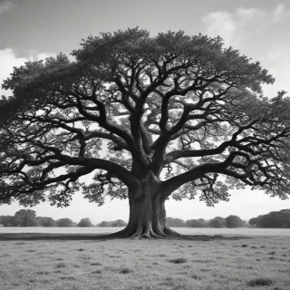 oak tree clipart black and white
