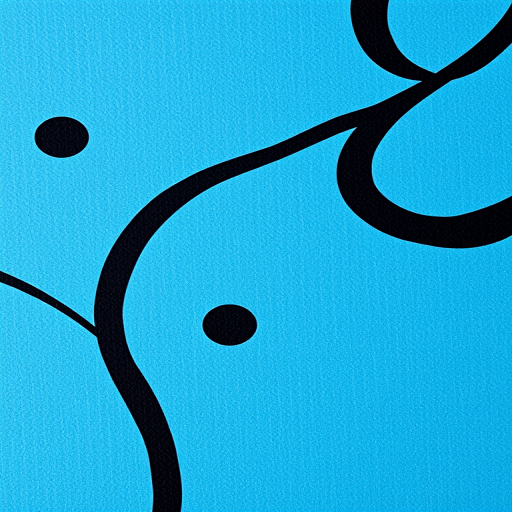 Create an abstract image featuring a textured blue background with black organic shapes and lines, using a DSLR camera with a 50mm lens, aperture f/1.8, ISO 100, and a macro view to enhance detail and depth.