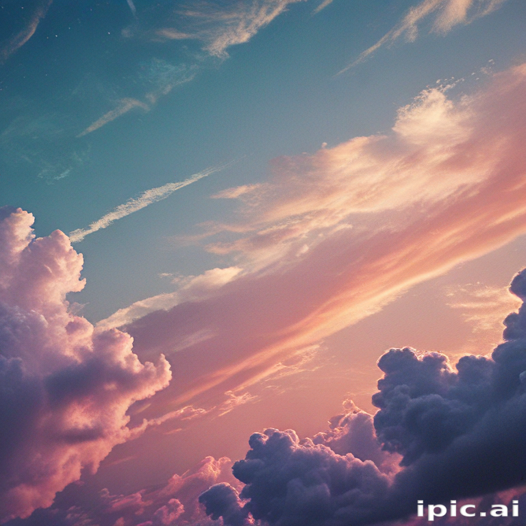 Beautiful Sunset Sky with Colorful Clouds and Gentle Pastel Hues Above