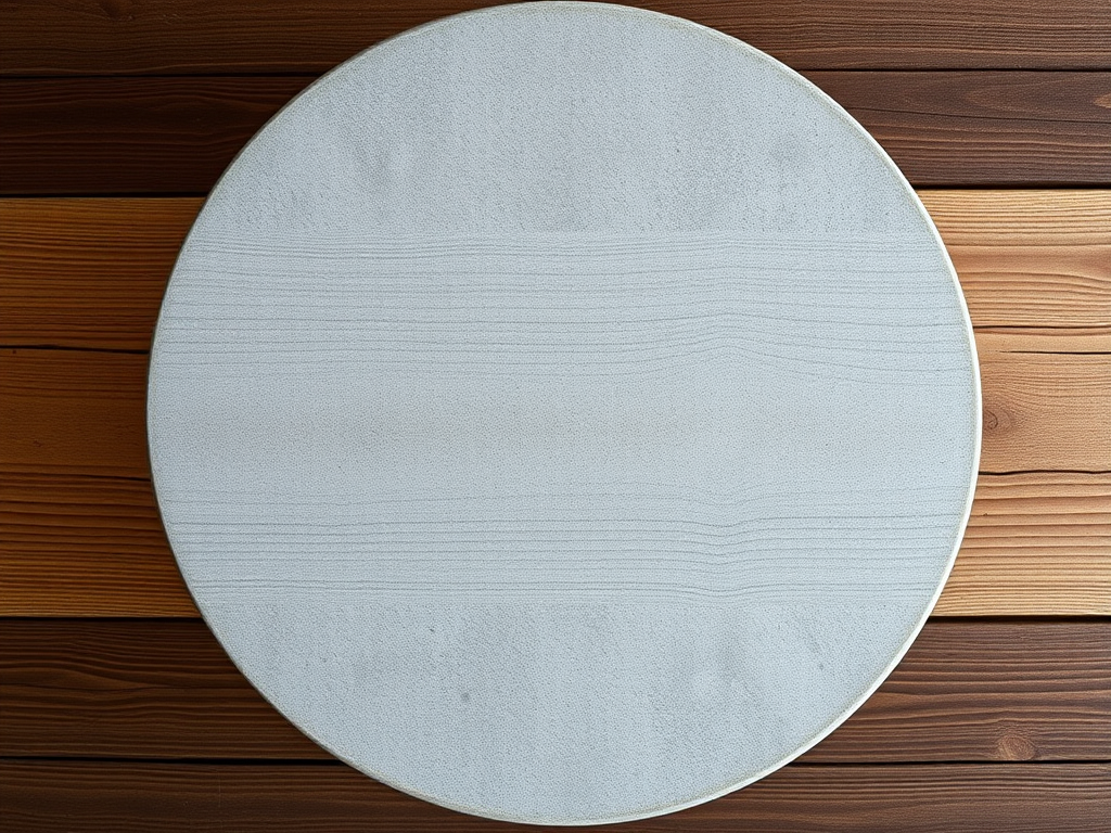 Generate a high-resolution image of a wooden table with a concrete top, shot from a top-down view using a digital camera set at f/4 aperture, ISO 100, 1/60 shutter speed, with natural lighting and a macro lens for enhanced detail.