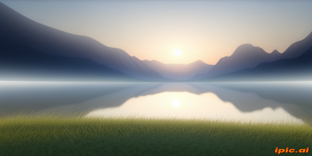 A Serene Sunrise Over a Tranquil Lake Surrounded by Majestic Mountains