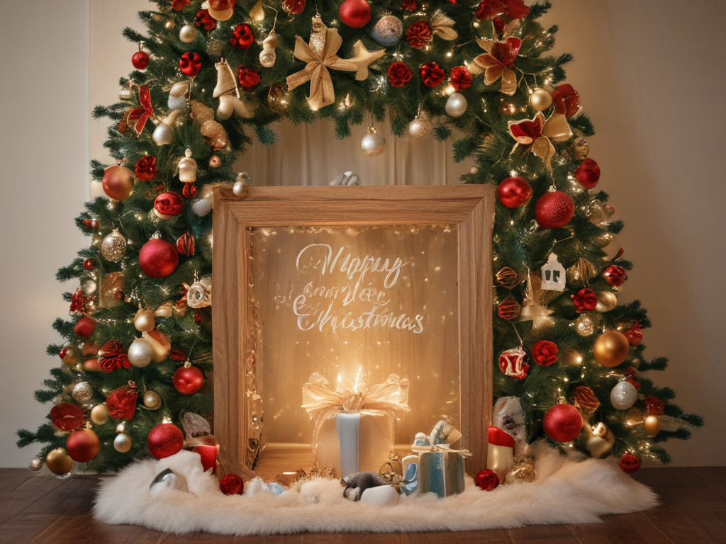 Festive Christmas Scene with Beautifully Decorated Tree and Gifts Galore.