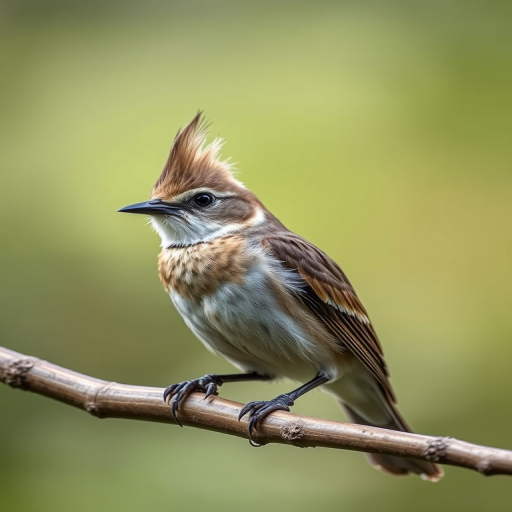 A close-up of a crested bird perched on a branch, captured with a DSLR camera at f/4, ISO 200, 1/500s, using a 200mm lens, natural light, and a shallow depth of field for a blurred background effect.