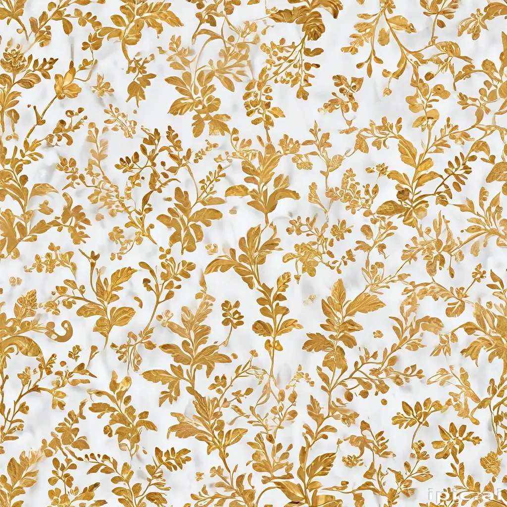 Elegant Gold Floral Pattern on a Crisp White Background for Interior Design