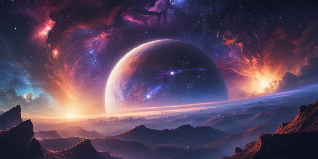 A Stunning Cosmic Landscape Featuring a Majestic Planet and Vibrant ...