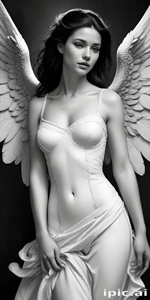 black and white angel drawings