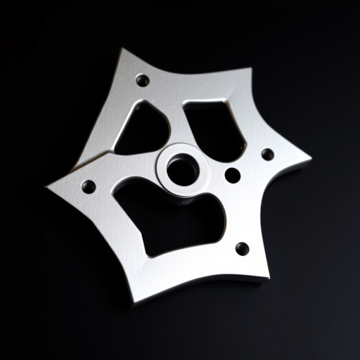 Create a high-resolution image of a silver shuriken with a glossy finish on a black background, captured with a DSLR camera, 50mm lens, f/1.8 aperture, ISO 100, with soft diffused lighting to enhance details and contrast.
