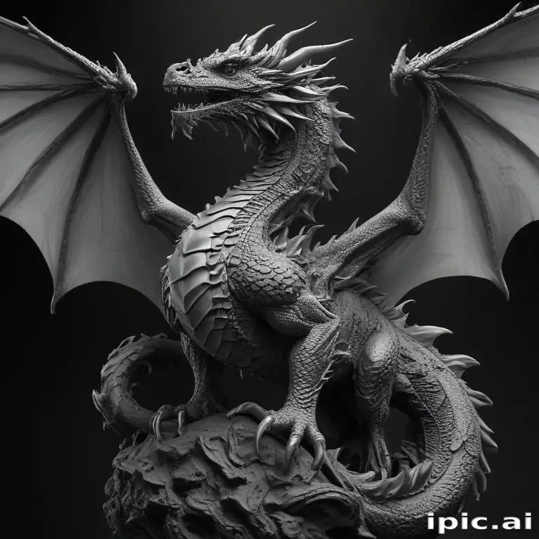 dragon black and white