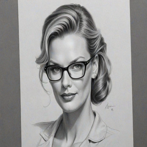 Delightful Natasha Henstridge, pencil sketch, portrait of Magnificent woman 1950s in glasses, hair style beatnik, outline, clear lines, fine lines, 8k