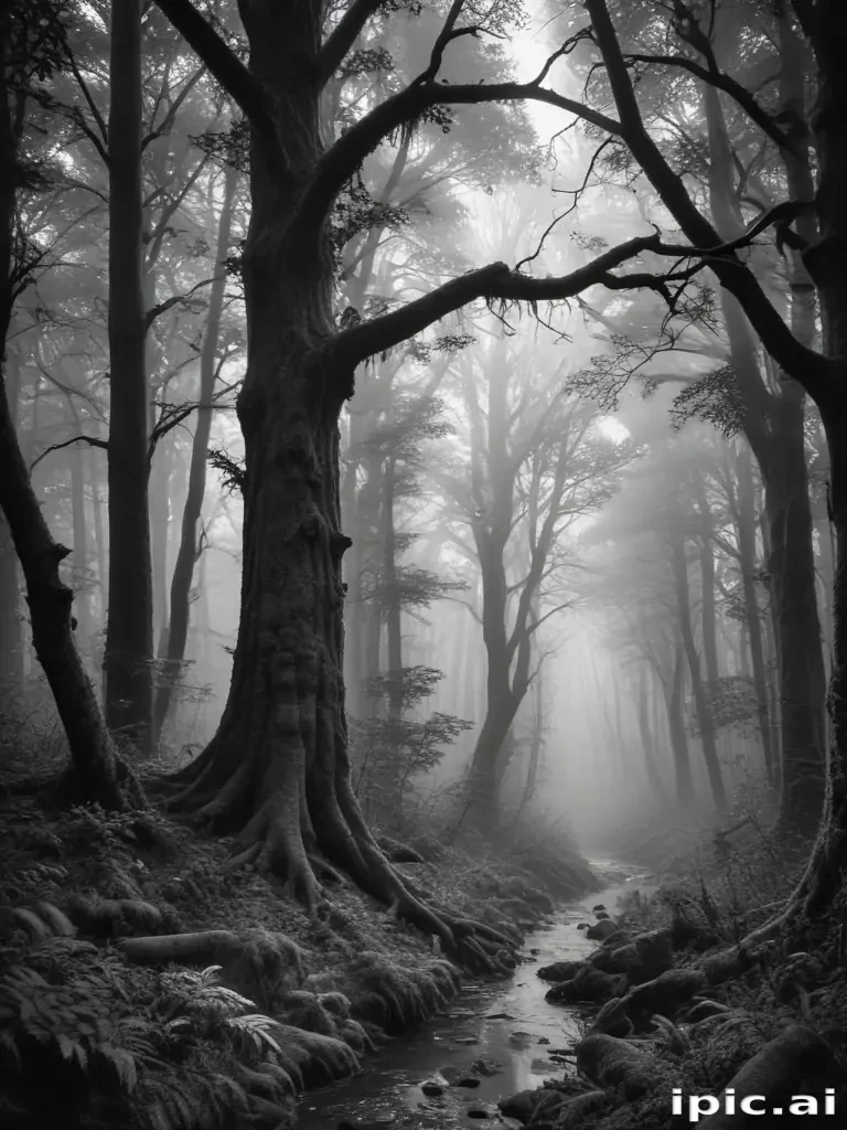 forest clipart black and white