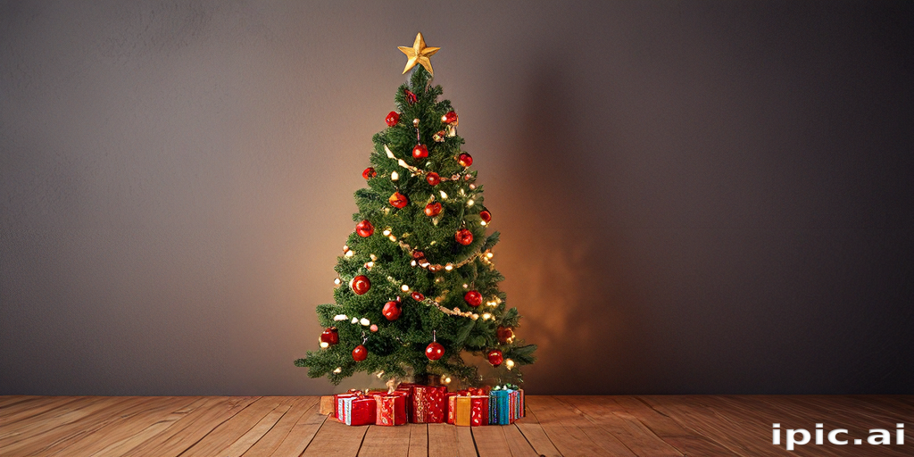 Festive Christmas Tree Decorated with Ornaments and Gifts Underneath ...
