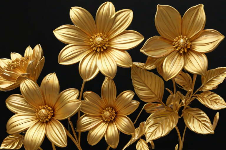 gold flowers png
