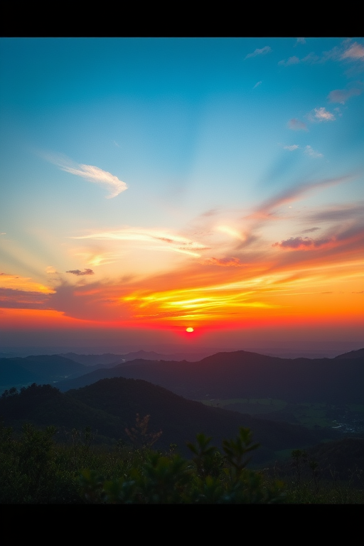 Create a high-resolution image of a serene landscape at sunset with vibrant colors, using a Canon EOS 5D Mark IV, 24mm lens, aperture f/8, ISO 100, and captured from an eye-level perspective to enhance depth and detail.