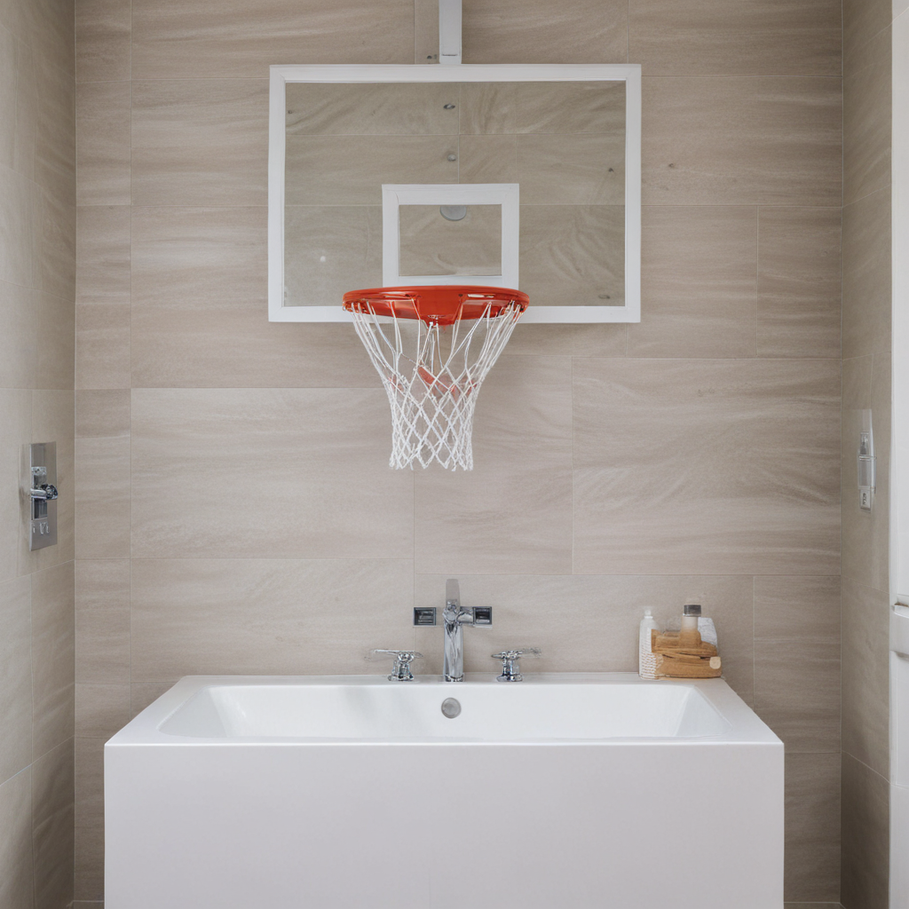basketball hoop in bathroom