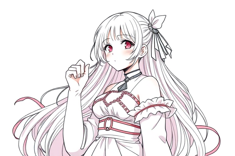 1girl, masterpiece, general, lineart, white background, simple background