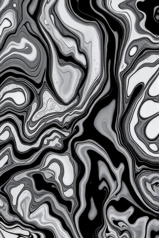 Create a high-resolution abstract image featuring intricate black and white patterns resembling liquid textures with subtle gradients and organic shapes, captured with a DSLR camera, using a 50mm lens, f/1.8 aperture, ISO 100, 1/125 sec shutter speed, in a macro view to enhance detail and clarity.