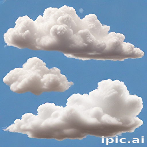 Fluffy White Clouds Floating Against a Bright Blue Sky Background.