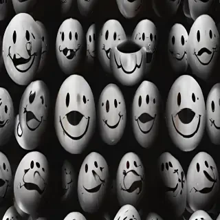 white smiley face black background