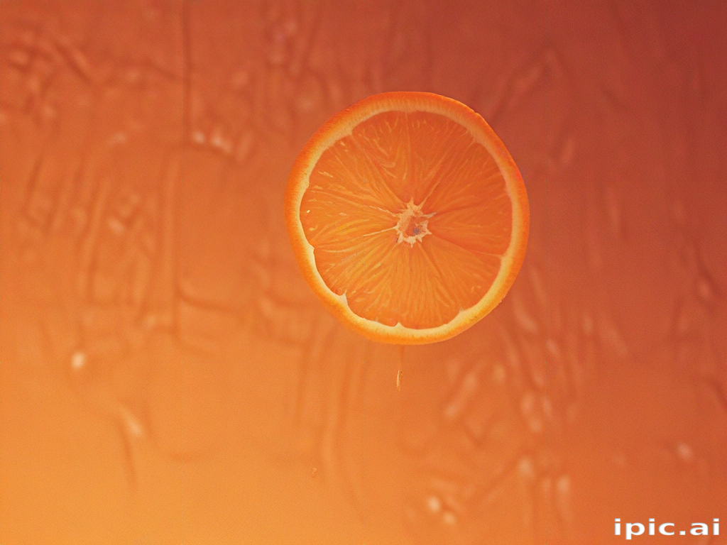 A Vibrant Orange Slice Floating Elegantly Against a Warm Background.