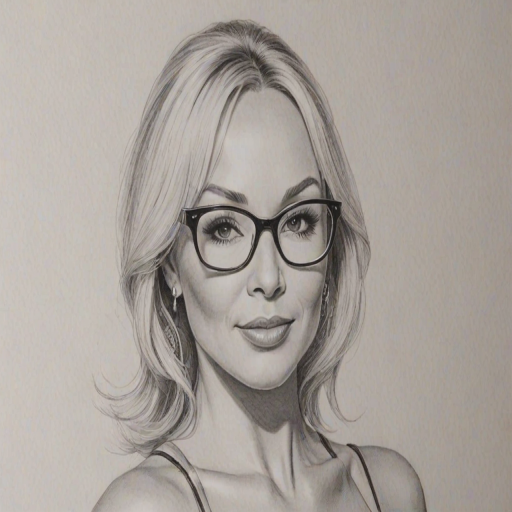 Enticing Kristina Rihanoff, pencil sketch, portrait of Superb woman 1963s in glasses, hair style beatnik, outline, clear lines, fine lines, 8k