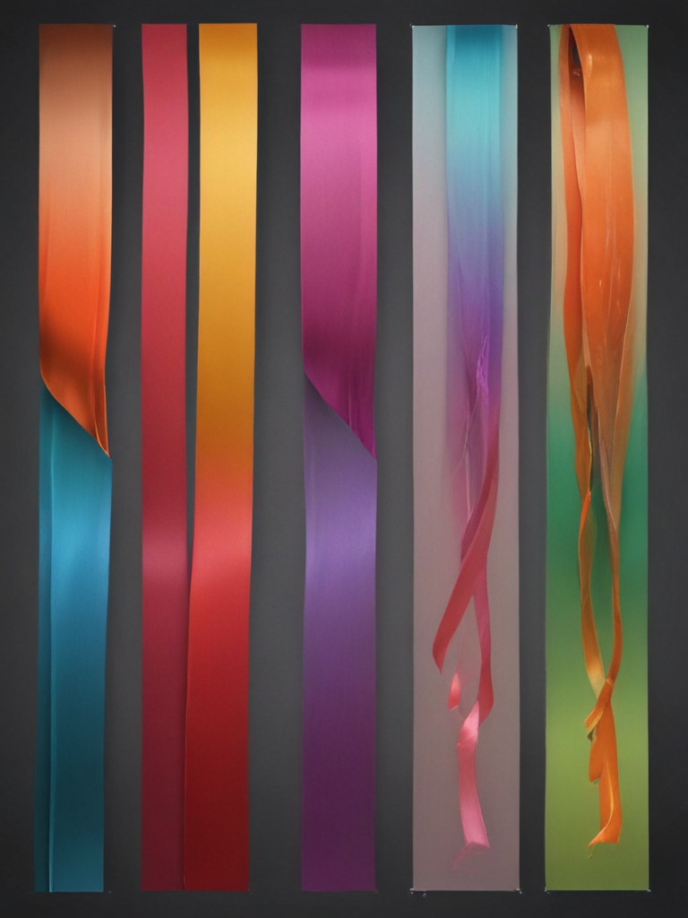 Colorful Abstract Ribbons Flowing Elegantly Against a Dark Background