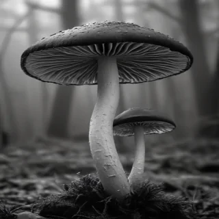 mushroom black and white