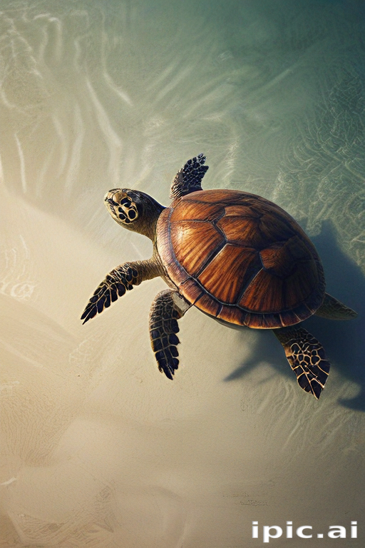 A Graceful Sea Turtle Swimming Through Crystal Clear Ocean Waters.